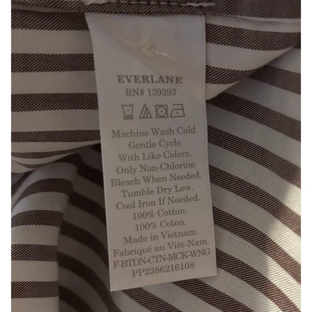 Everlane Women's 6 Shirt Mock Neck Wing Shoulder Blouse 100% Cotton Stripe - Picture 7 of 10